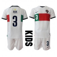 Fotbalové Dres Portugalsko Pepe #3 Dětské Venkovní MS 2022 Krátký Rukáv (+ trenýrky)